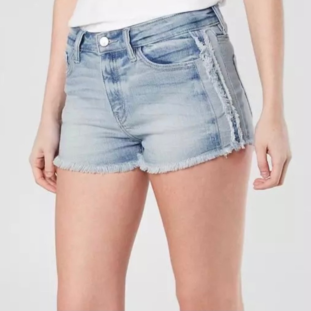 KanCan Signature High Rise Raw Frayed Hem Side Seam Stretch Shorts-29